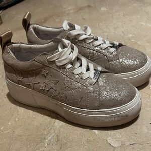 JSLIDES Glittery Beige Women's Sneakers